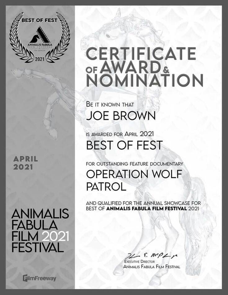 Animalis Fabula Film Festival Best of Fest April 2021 Operation Wolf Patrol