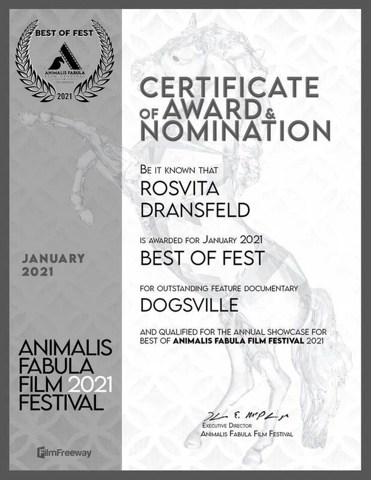 Dogsville Jan 2021 Animalis Fabula Film Festival Best of Fest